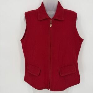 Lisa‎ International Sz M Vintage Red Boiled Wool Vest Campcore Hiking Outdoors